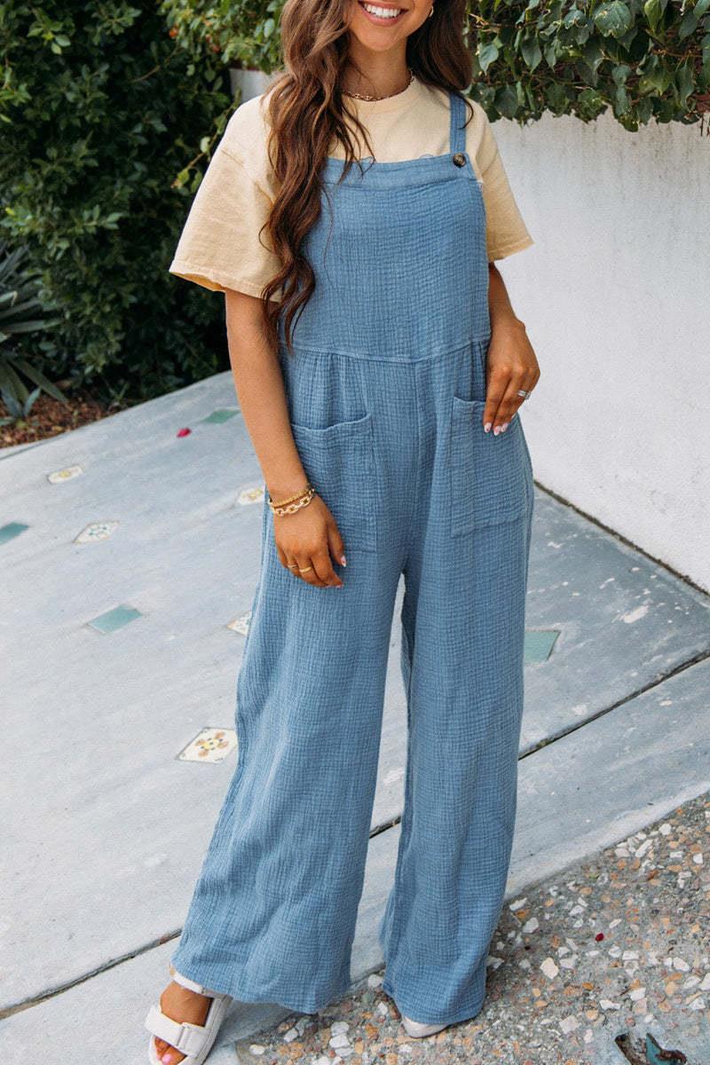 Damen Lässiger Overall mit praktischen Taschen und weitem Bein Stalluxe