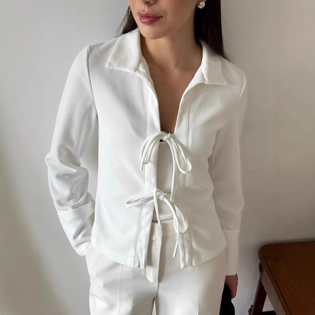 Damen modische Waffelstruktur Bluse Stalluxe