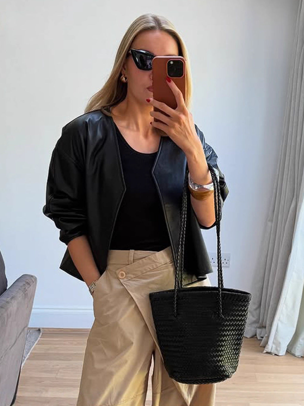 Damen modische Jacke aus hochwertigem Kunstleder Stalluxe