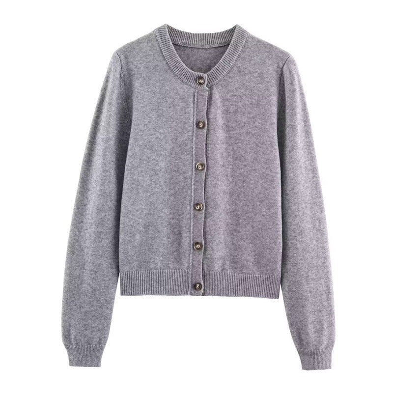 Damen modische Strickjacke mit Rundhalsausschnitt und Knopfdetails Stalluxe