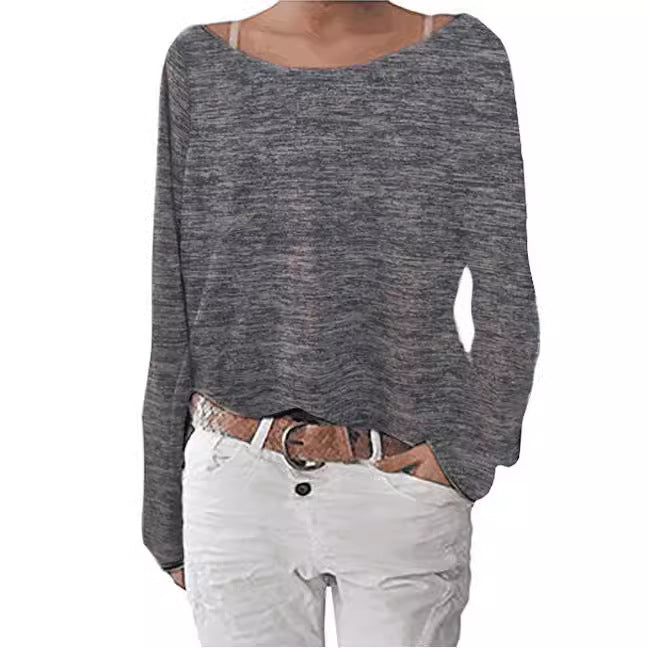 Damen lässiges Langarmshirt mit weitem Halsausschnitt und geschmeidiger Textur Stalluxe