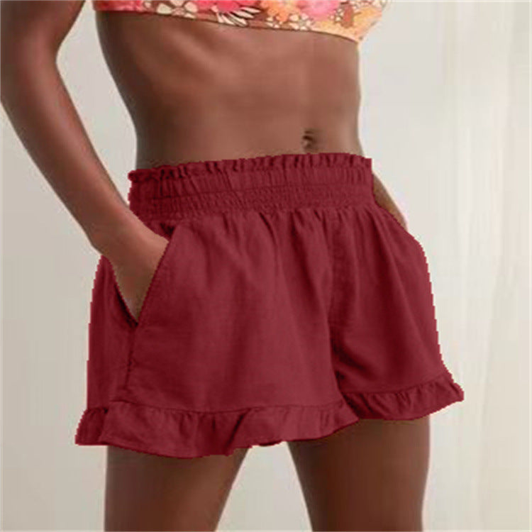 Damen Lockere Shorts mit Volant und Taschen Stalluxe