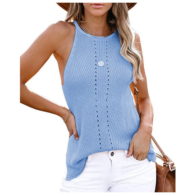 Damen luftiges Sommerstricktop mit elegantem Racerback-Design Stalluxe