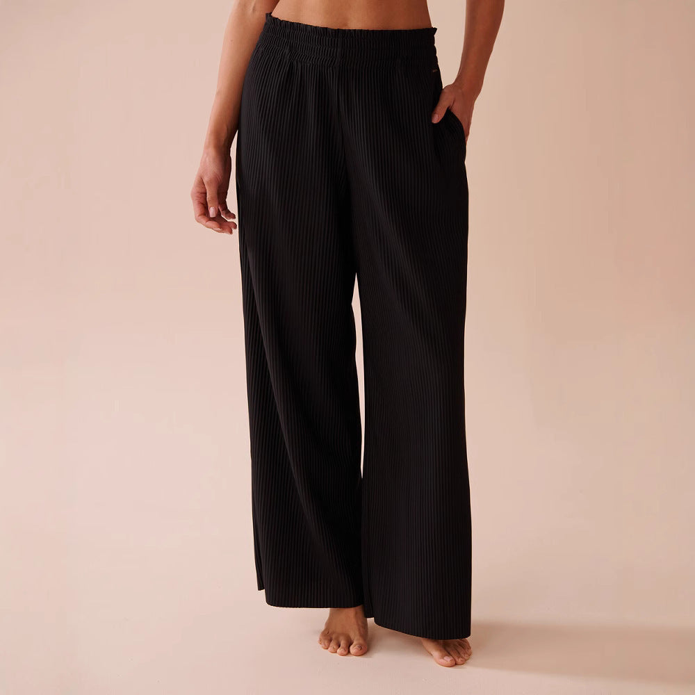Damen Weitbeinige Falten Lounge-Hose Stalluxe