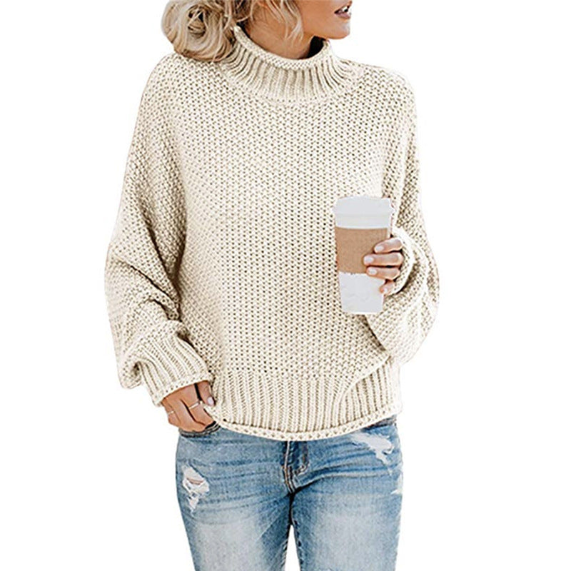 Damen Grobstrickpullover mit hohem Kragen Stalluxe