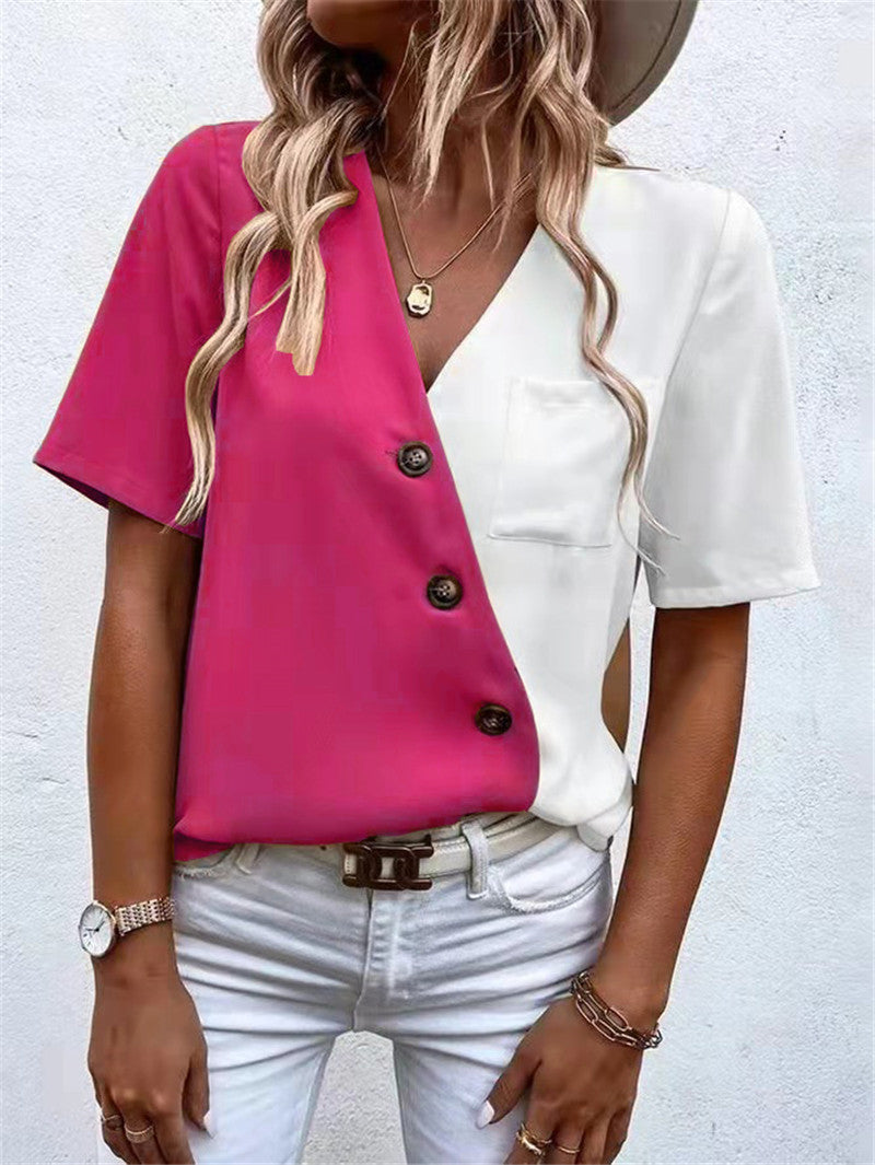 Damen Trendige Bluse mit asymmetrischem Schnitt und Knopfdetail Stalluxe