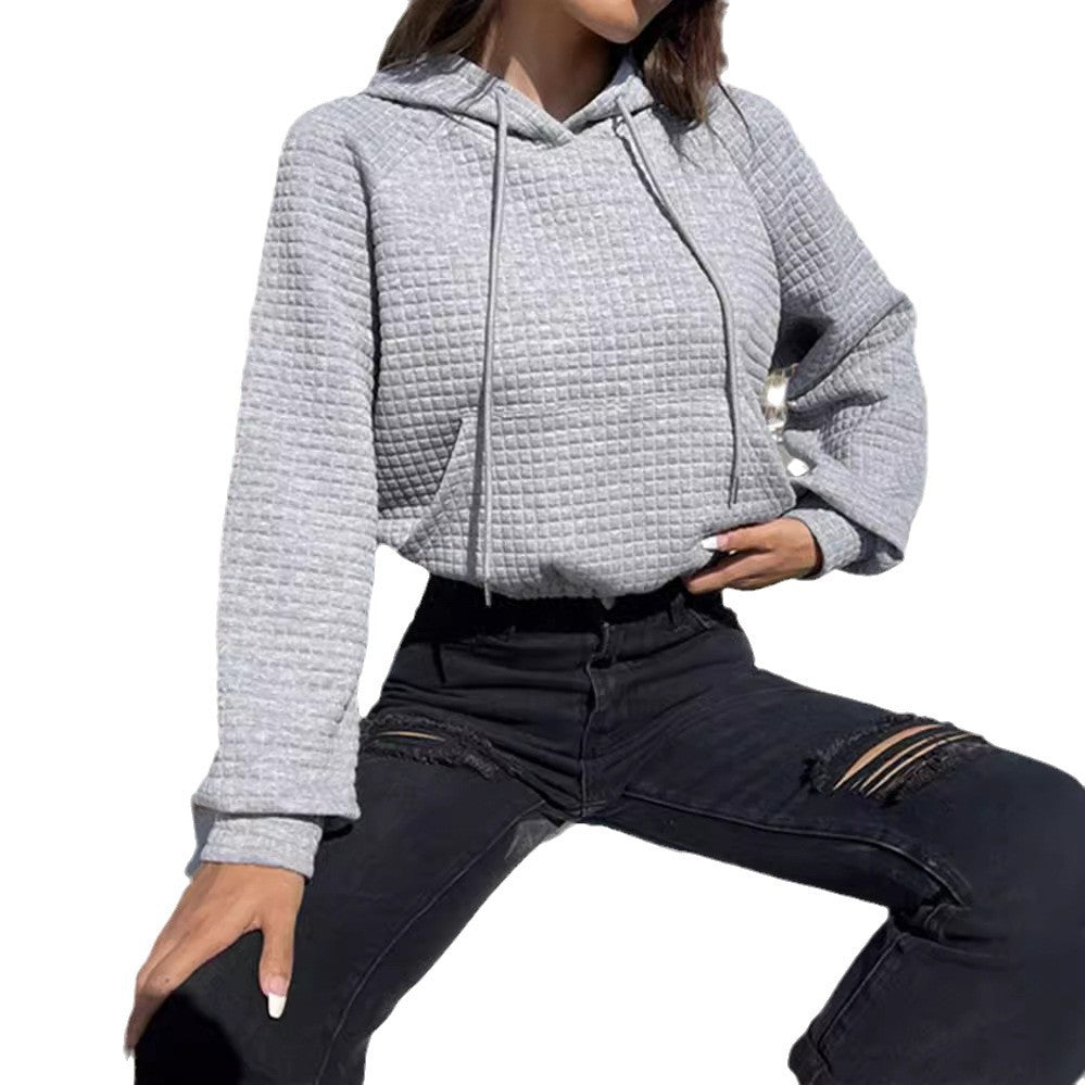 Women's Textured Crop Hoodie Stalluxe