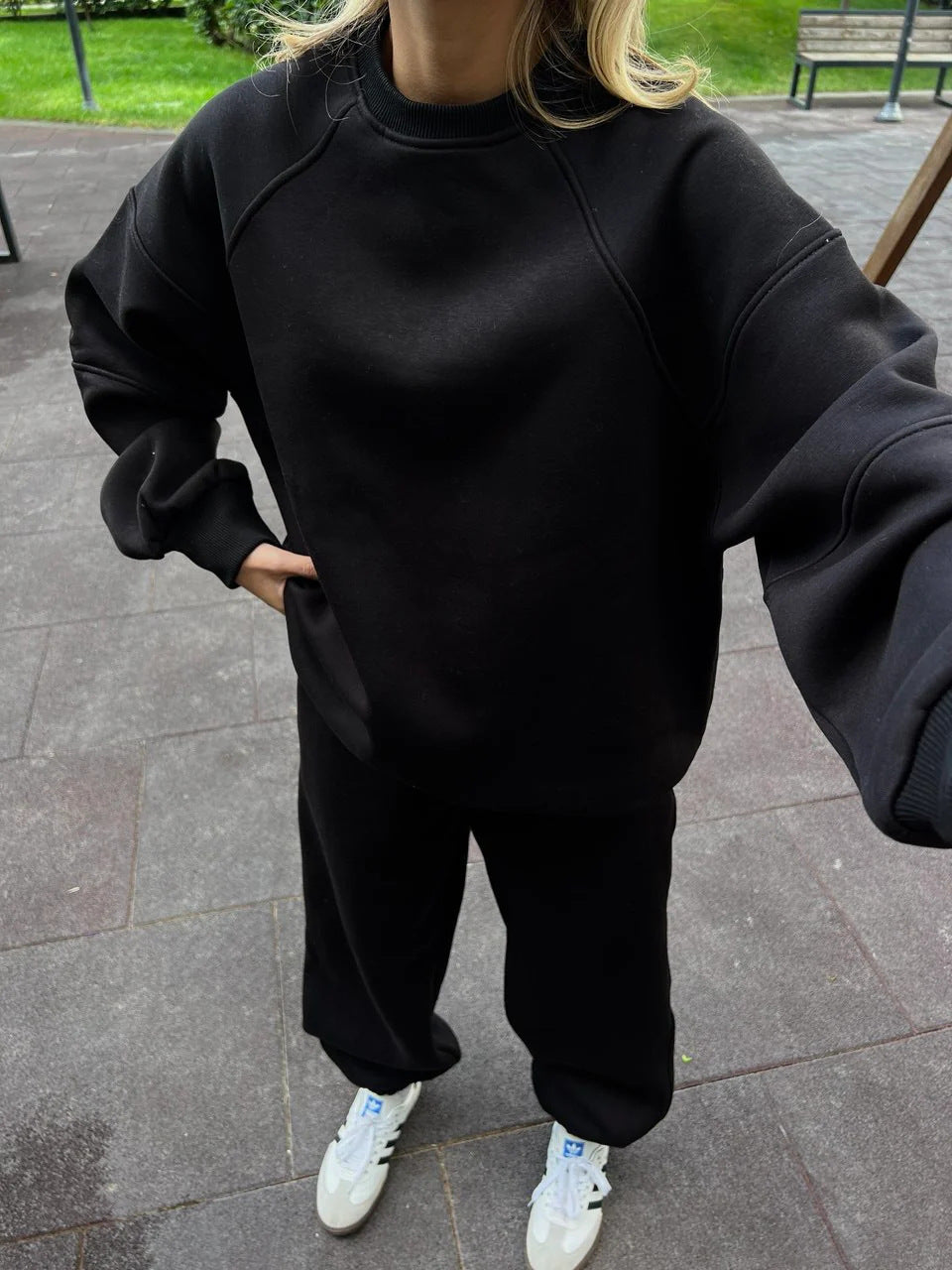 Damen gemütlicher Oversize Hoodie und Sweatpants Set Stalluxe