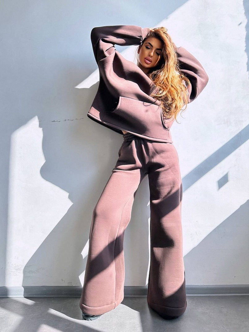 Damen lässiger Kapuzenpullover mit weitem Schnitt und bequemen Beinen Stalluxe