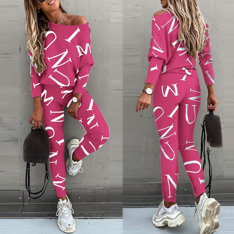 Damen Freizeit-Set mit grafischem Print und elastischem Bund Stalluxe