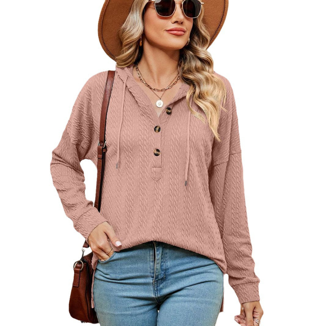 Damen lässiger Pullover mit Knopfdetails und Kapuze Stalluxe