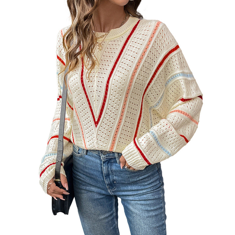 Damen Modischer Strickpullover mit auffälligem Ajourmuster Stalluxe