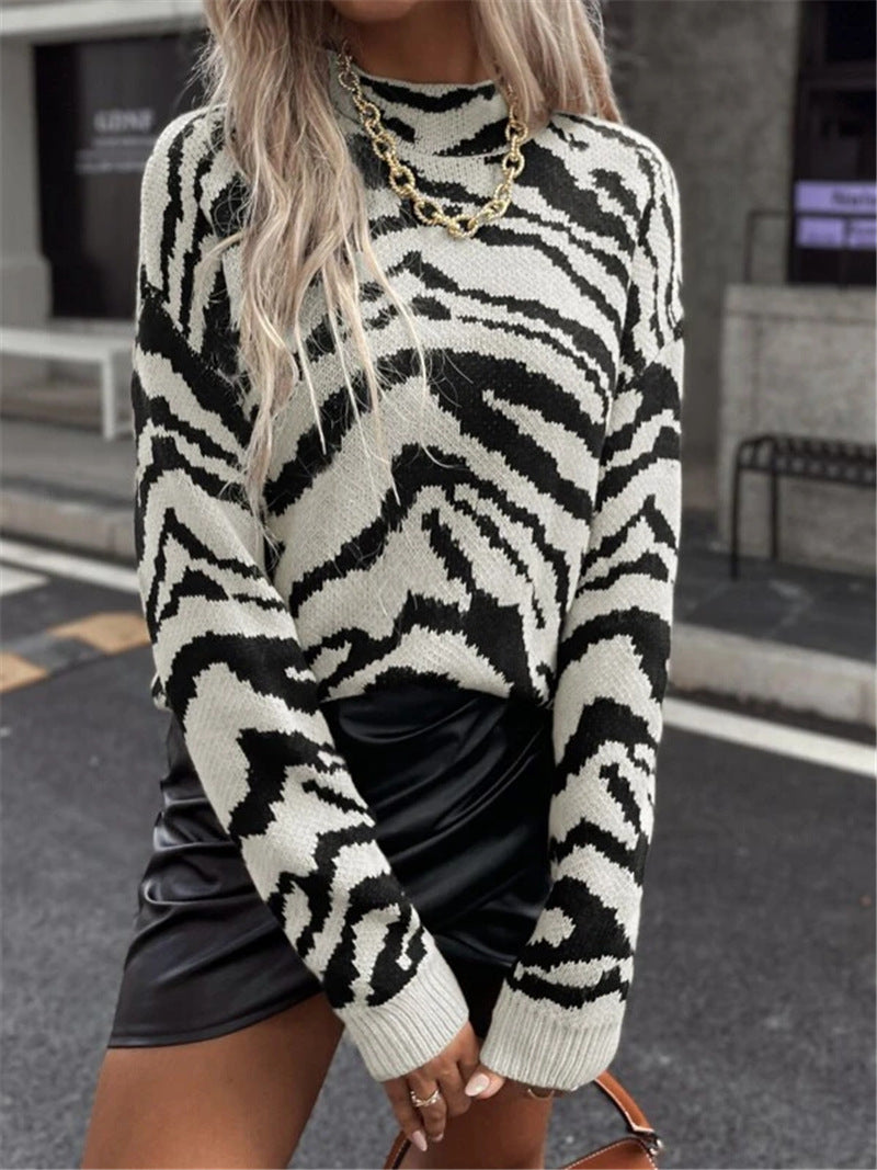 Damen modischer Pullover mit Zebramuster Stalluxe