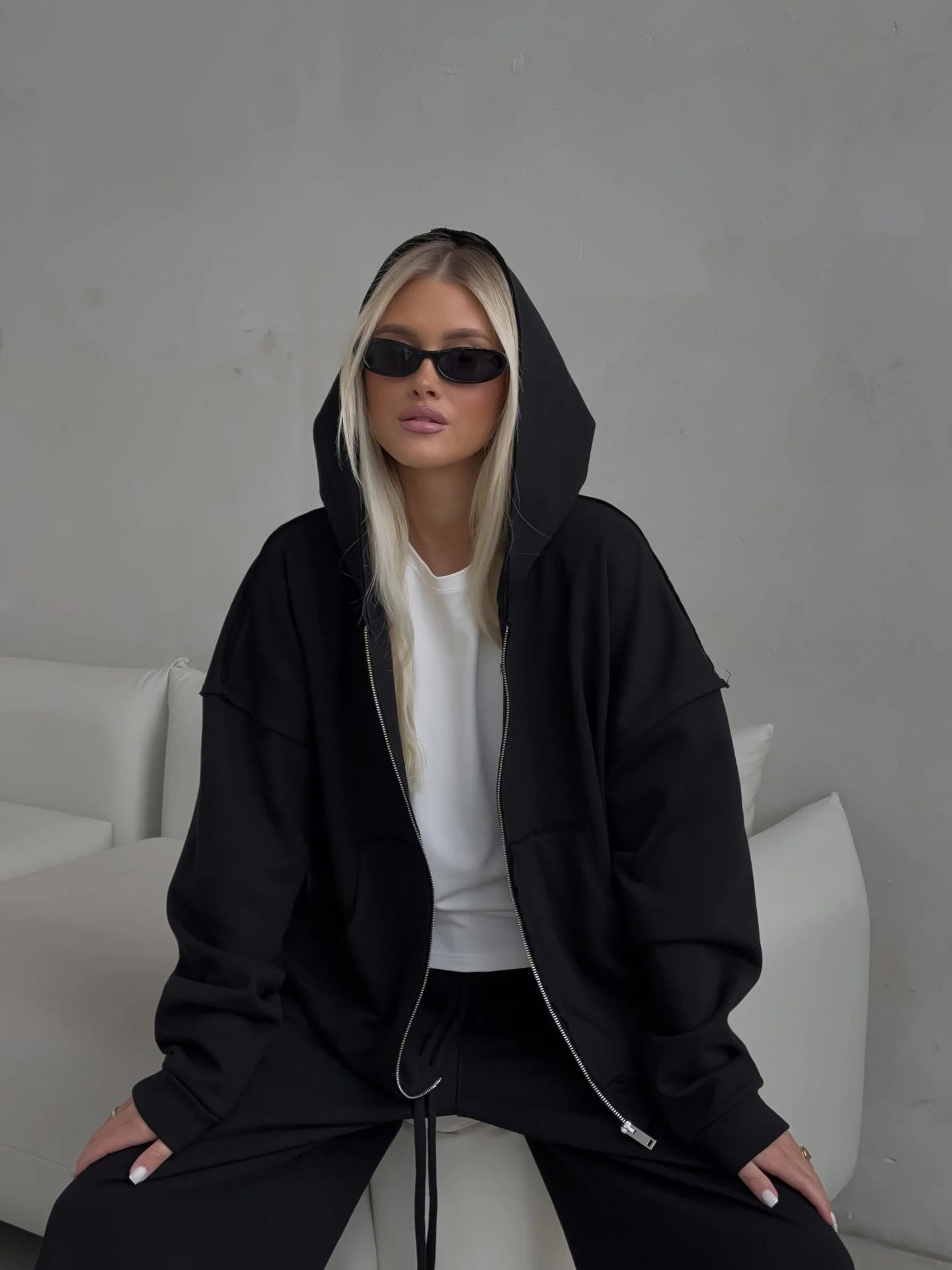 Damen lässiger Oversized Kapuzenpullover und weit geschnittene Jogginghose Set Stalluxe