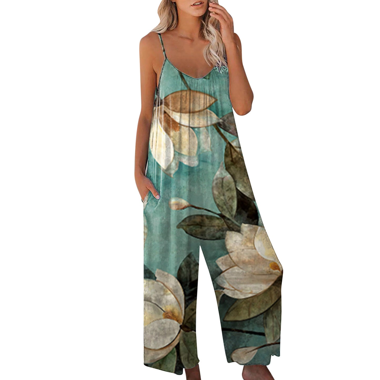 Damen Sommerlicher Overall mit floralem Design und praktischen Taschen Stalluxe