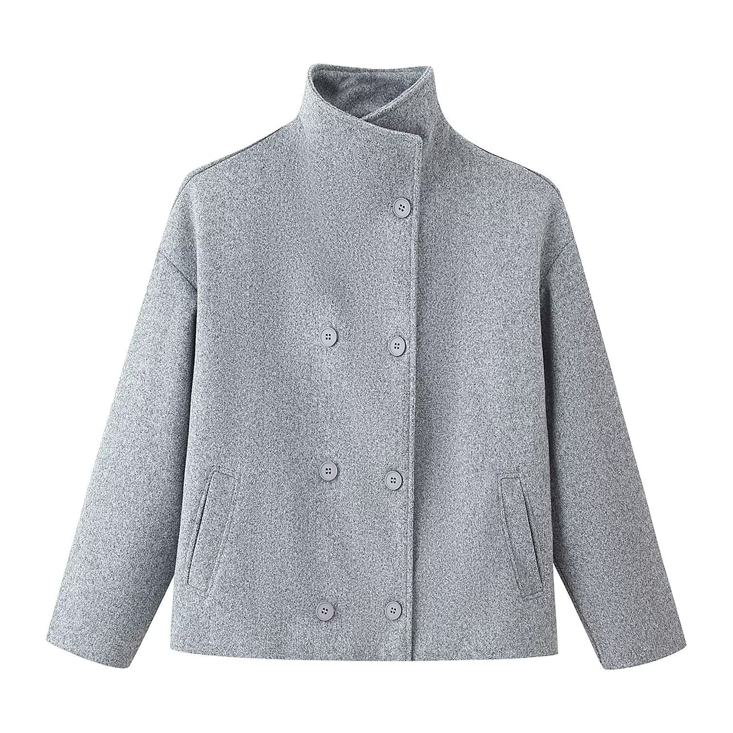Damen modische Wolljacke mit doppelter Knopfleiste Stalluxe