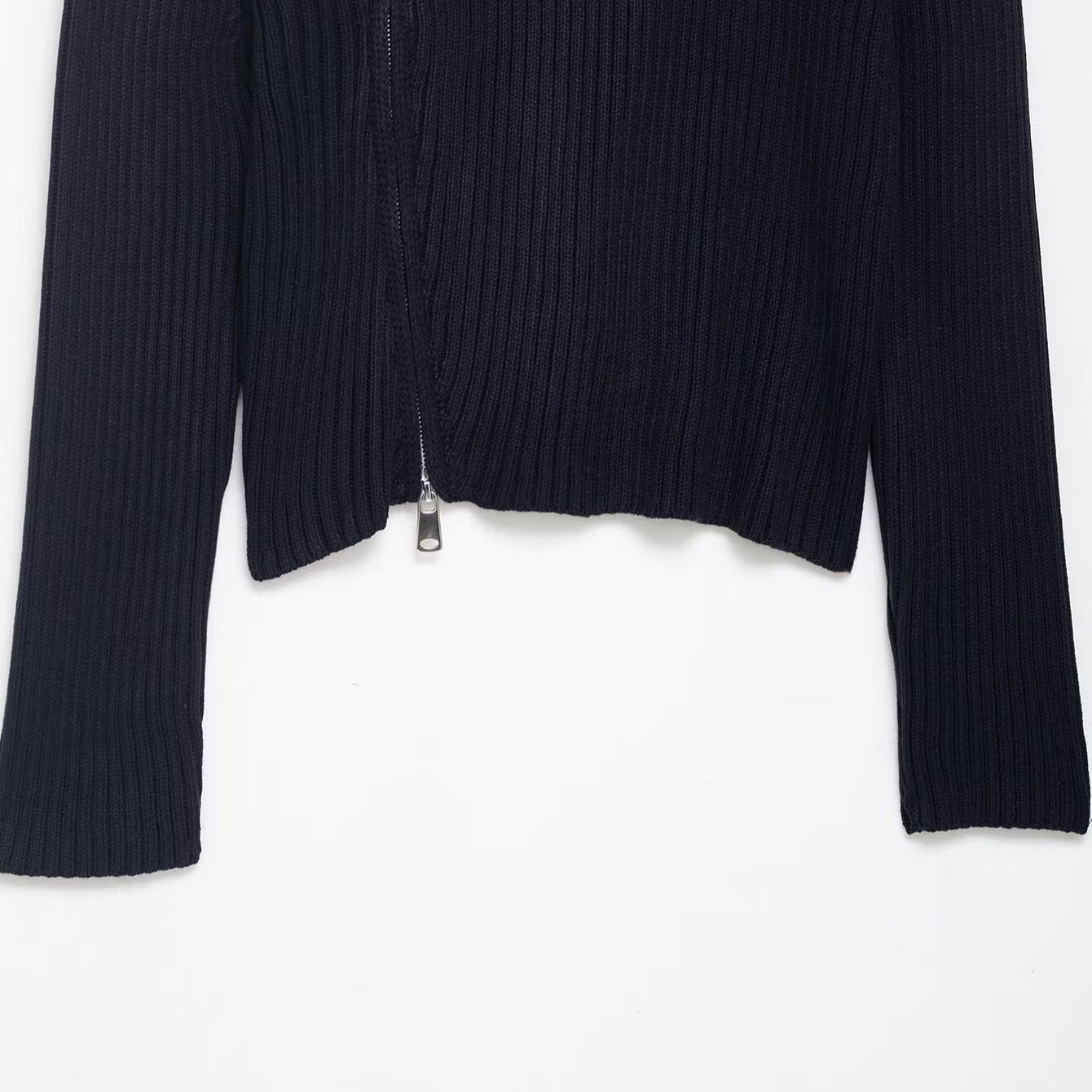 Damen modische Strickjacke mit asymmetrischem Kragen und Reißverschluss Stalluxe