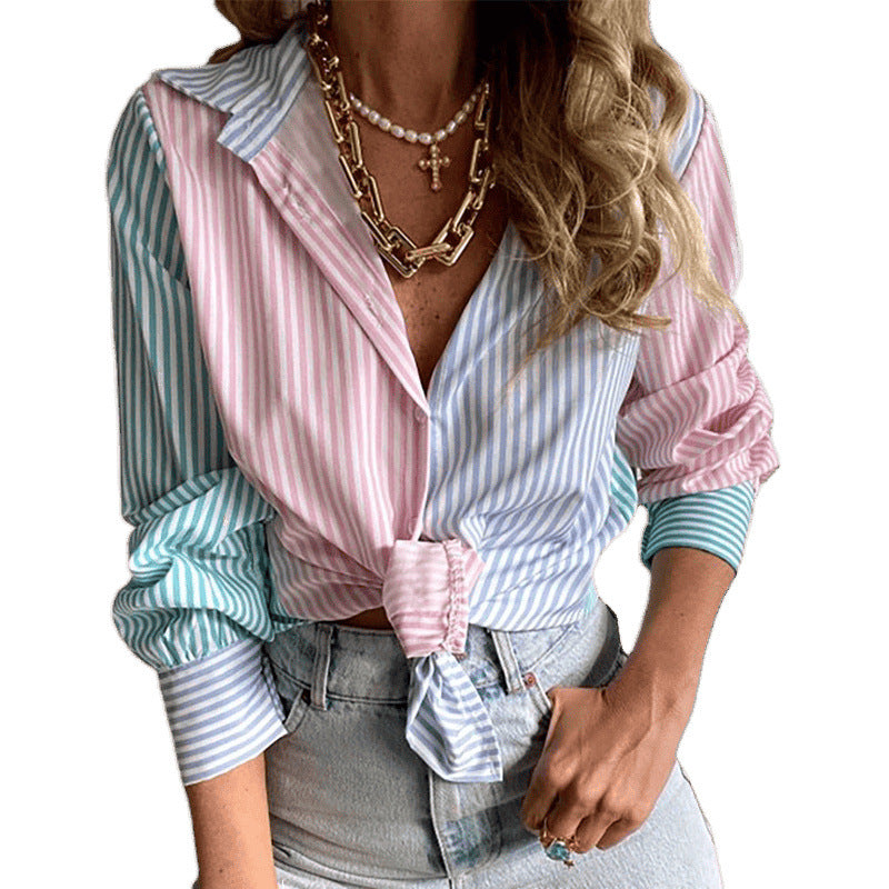Damen gestreifte Bluse mit knotenförmigem Design und lässigem Schnitt Stalluxe