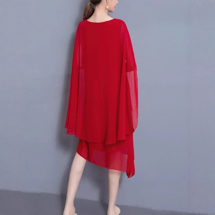 Damen asymmetrisches Chiffonkleid mit fließendem Schnitt Stalluxe