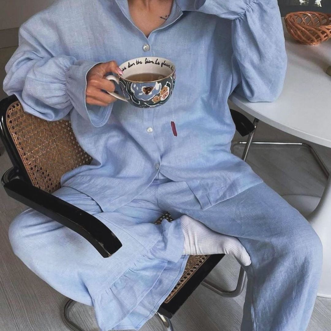 Damen lässiges Pyjama-Set aus atmungsaktiver Baumwolle Stalluxe