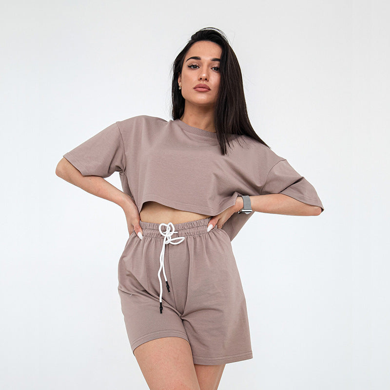 Damen lässiges Crop-Top und Shorts Set Stalluxe