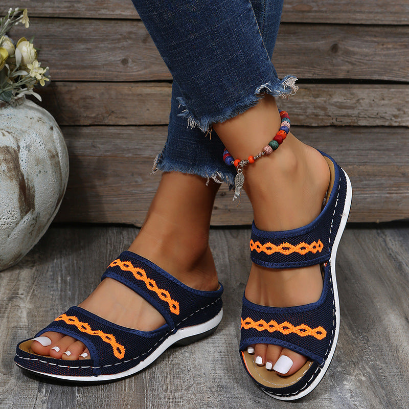 Damen komfortable Sandalen mit elastischen Riemen und anatomischem Fußbett Stalluxe