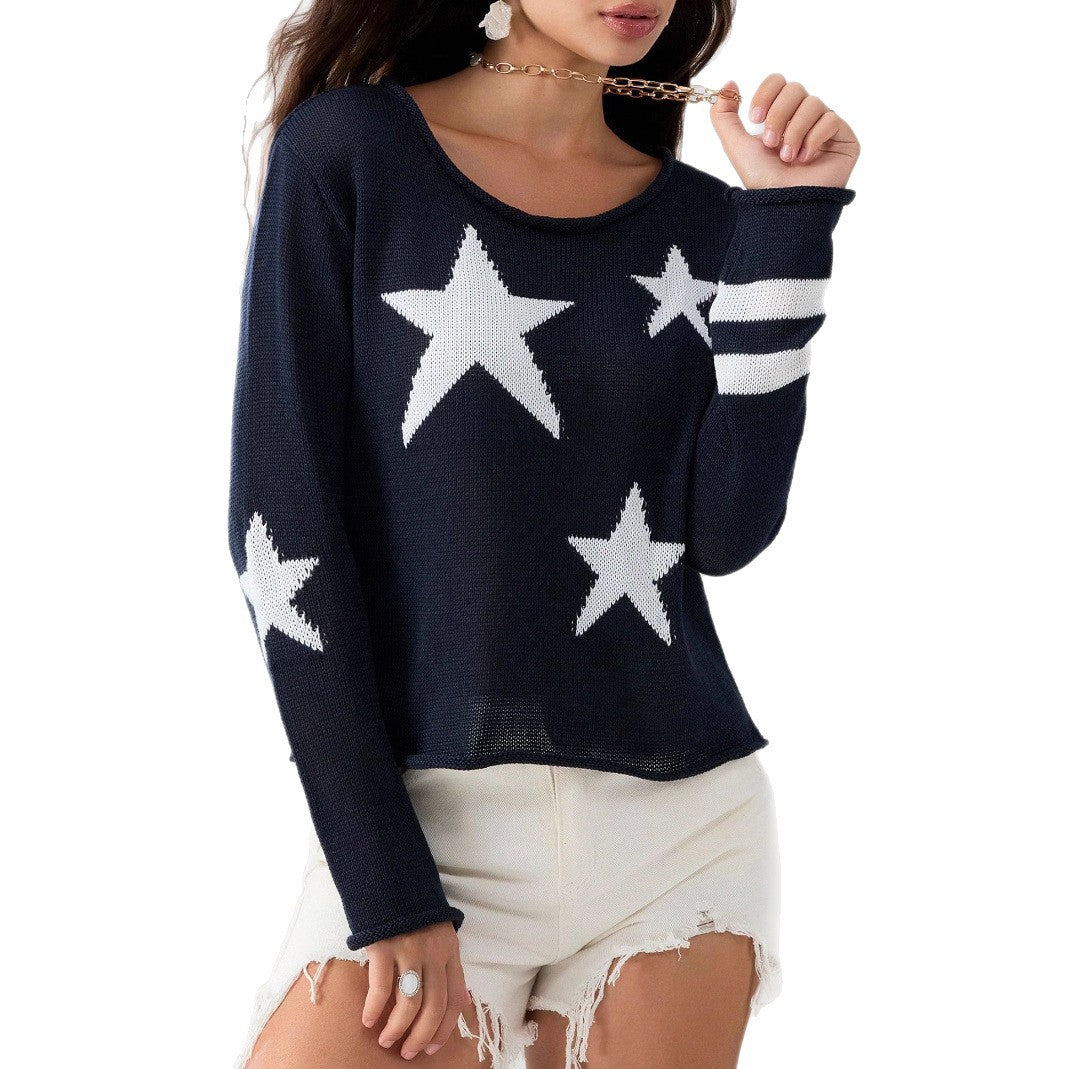 Damen Pullover mit Sternenmuster aus hochwertigem Strick Stalluxe