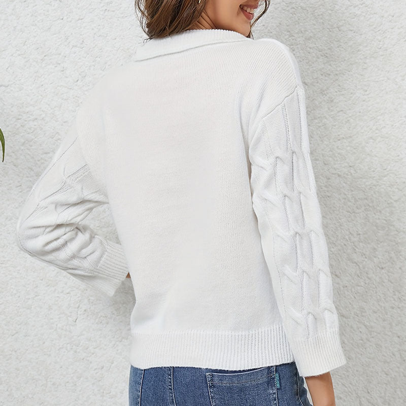 Damen Grobstrick Pullover mit modernem Zopfmuster und Stehkragen Stalluxe