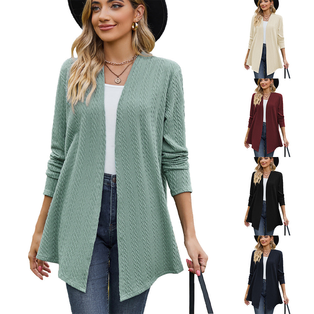 Damen Strickjacke mit modernem Wellenmuster und offenem Design Stalluxe