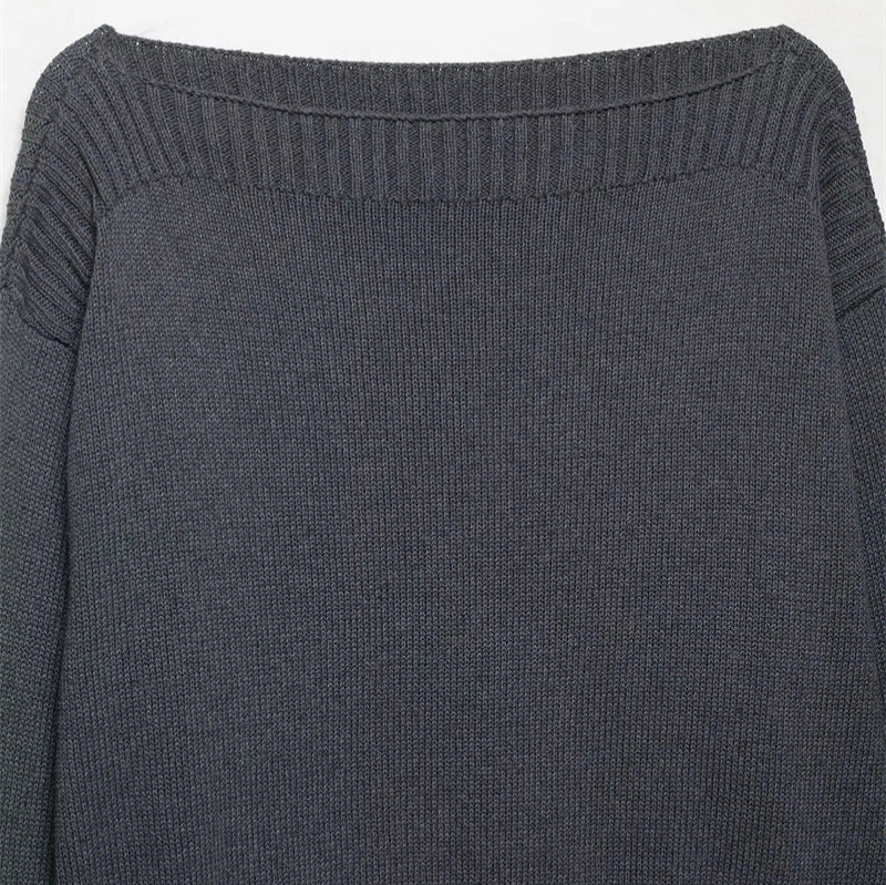Damen oversized Strickpullover mit weitem Ausschnitt und lässigem Schnitt Stalluxe