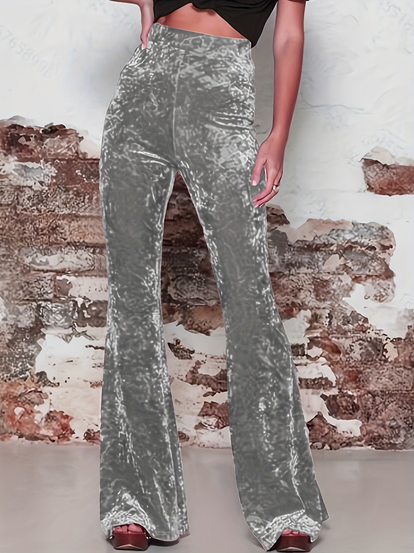 Damen Flared Hose aus luxuriösem Samt mit hohem Bund Stalluxe