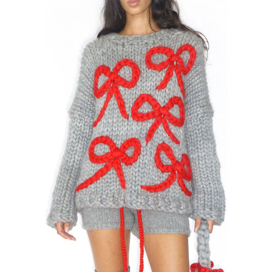 Damen Grobstrickpullover mit verspieltem Schleifen-Design Stalluxe