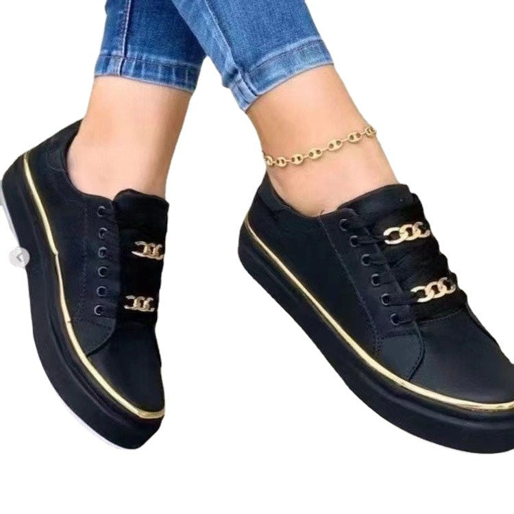 Damen Modische Slip-On Sneakers mit goldenen Akzenten und rutschfester Sohle Stalluxe
