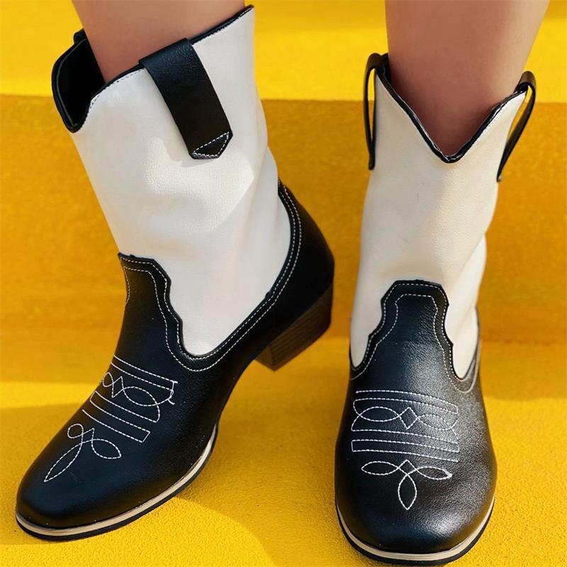 Damen Cowboy-Stiefel mit detailreicher Stickerei und modischem Schnitt Stalluxe