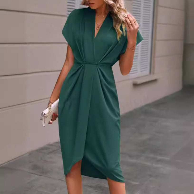 Damen elegantes Wickelkleid mit besonderem Drapierungsdesign Stalluxe
