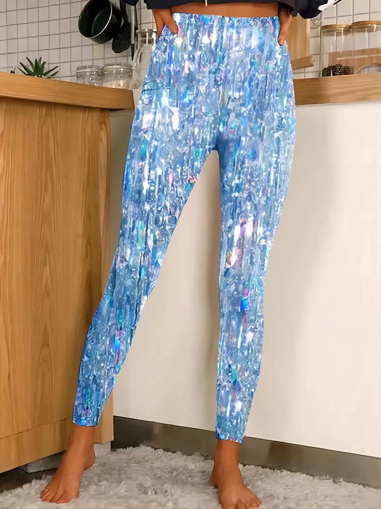 Damen Leggings mit funkelndem holographischen Effekt Stalluxe