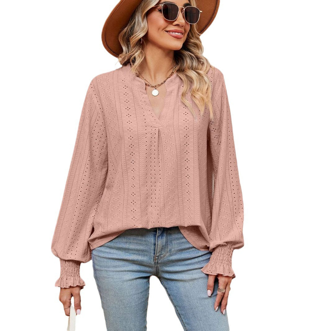 Damen Blusenshirt mit Lochmuster und eleganter Passform Stalluxe