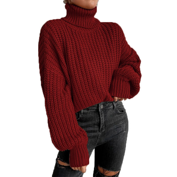 Damen Grobstrickpullover mit hohem Kragen und lässigem Schnitt Stalluxe