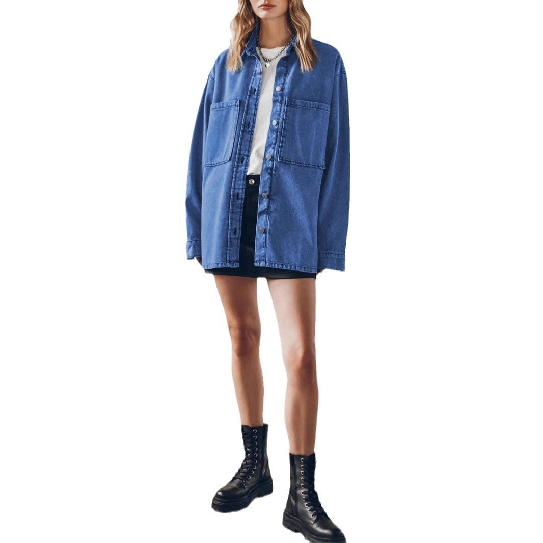 Damen Oversized Denimjacke mit moderner Waschung und praktischen Taschen Stalluxe