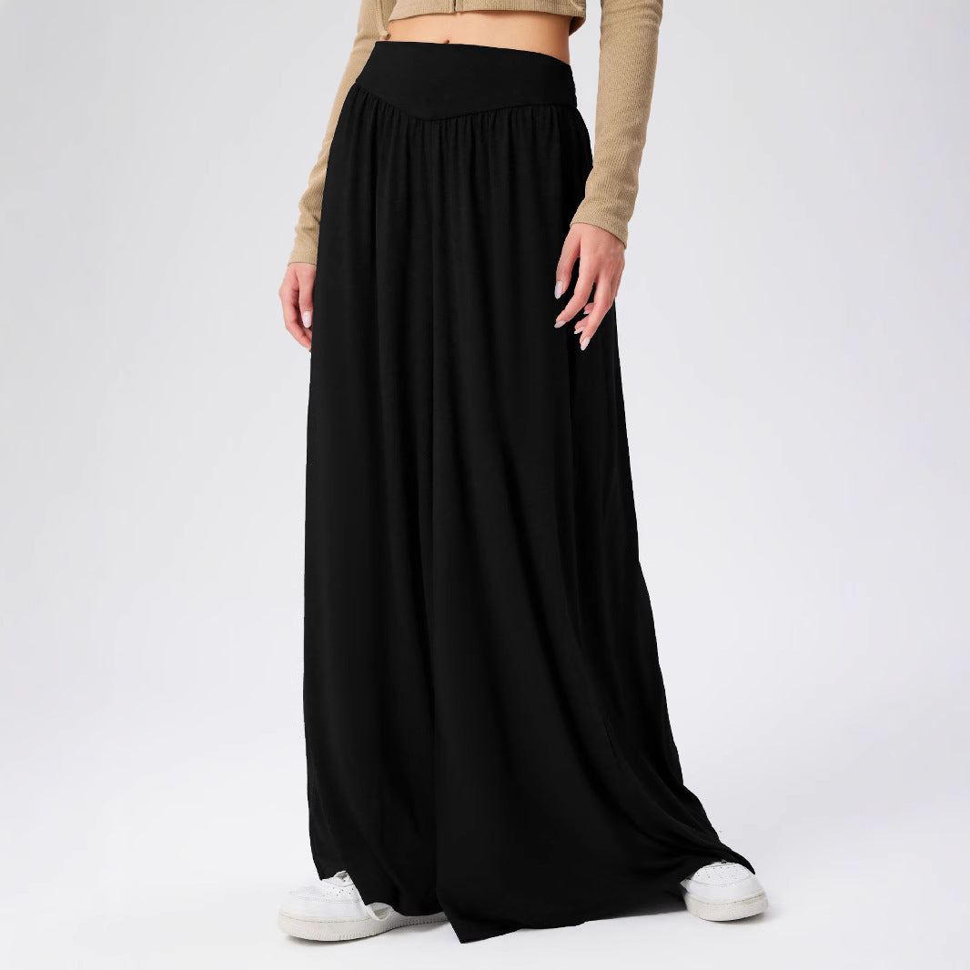 Damen luftiger Maxirock mit weitem Schnitt und elastischem Bund Stalluxe