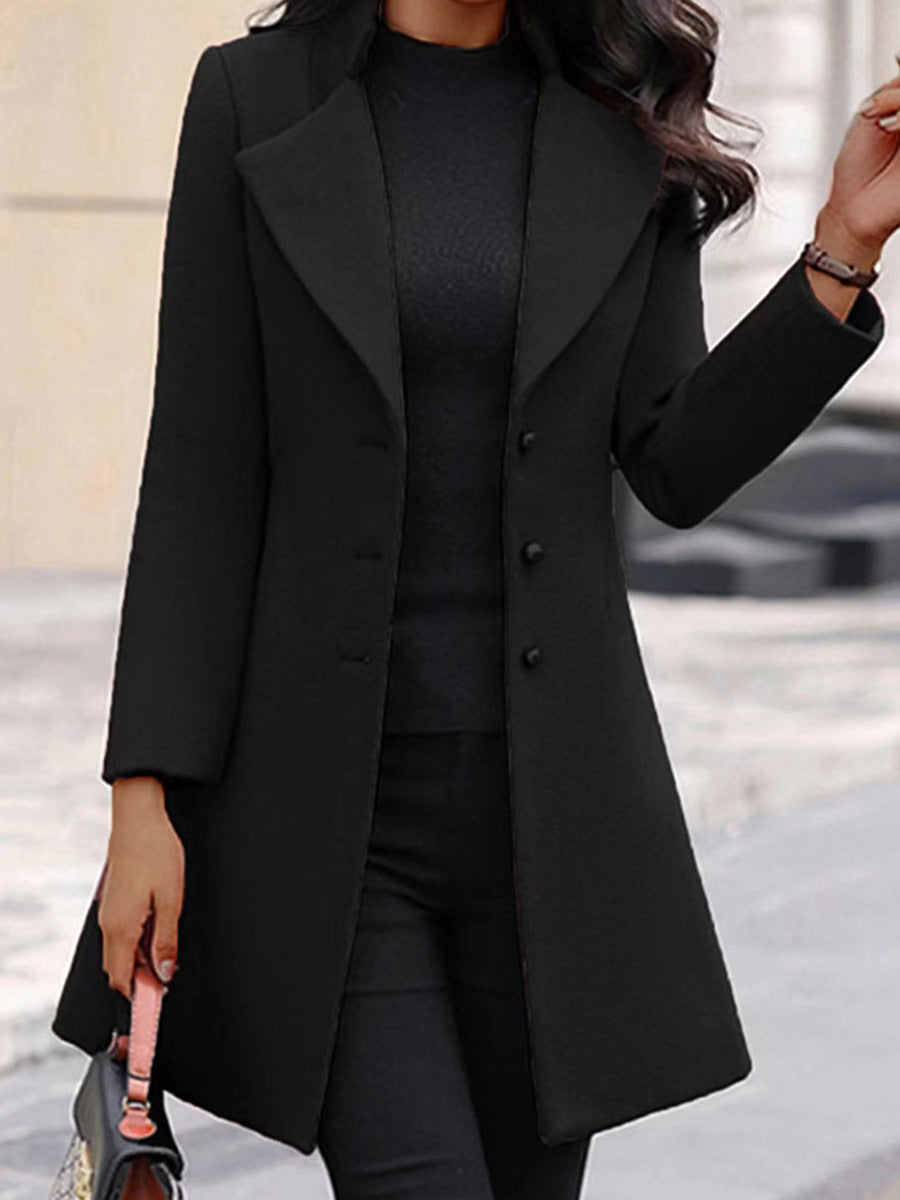 Damen eleganter Langblazer mit strukturiertem Revers Stalluxe