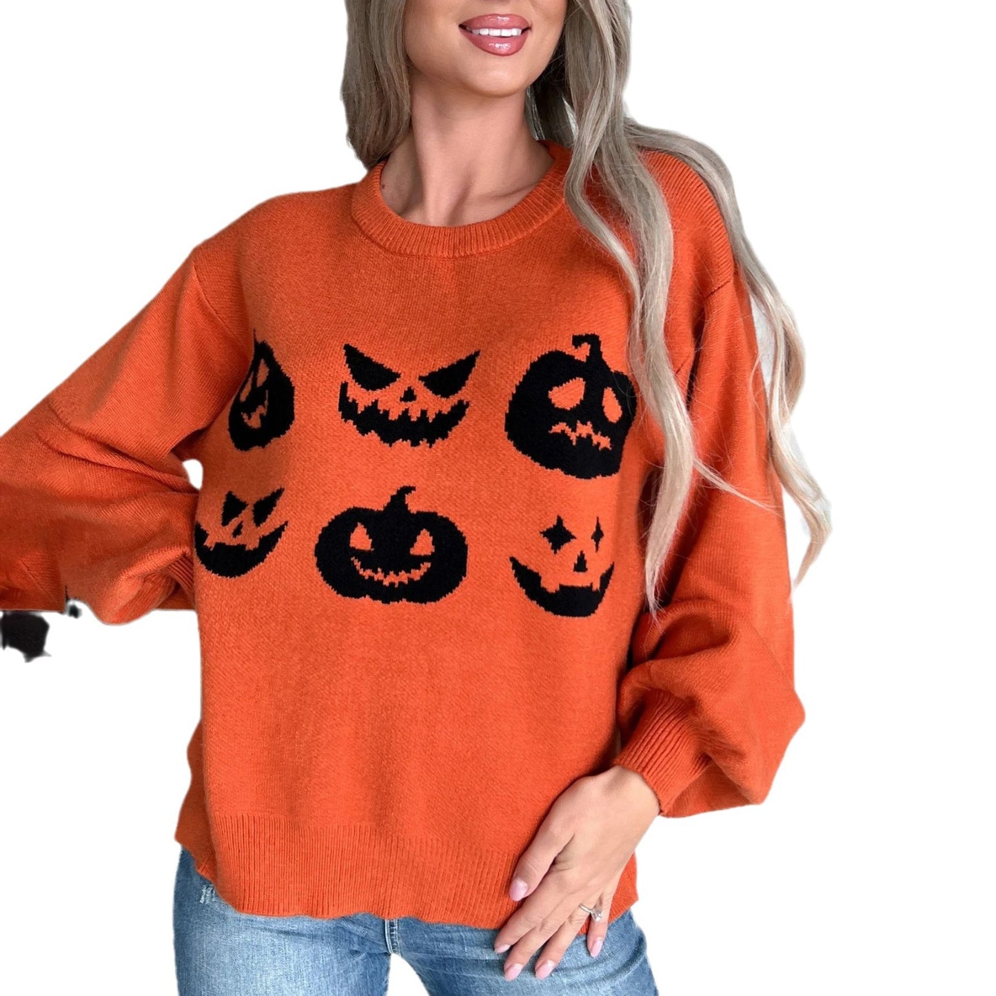 Damen Oversized Pullover mit fröhlichem Halloween-Motiv Stalluxe