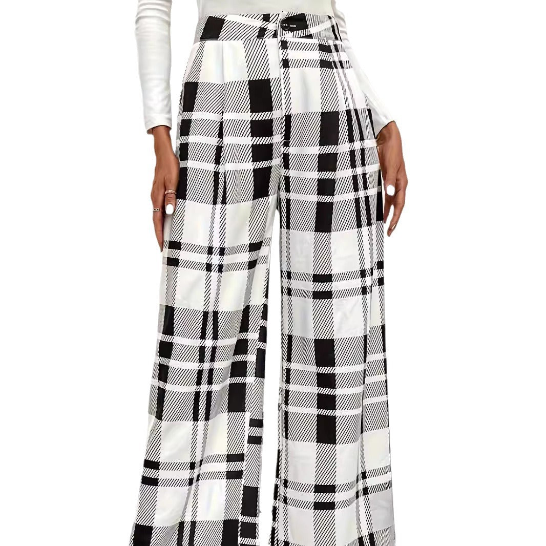 Damen Modische weit geschnittene Karohose Stalluxe