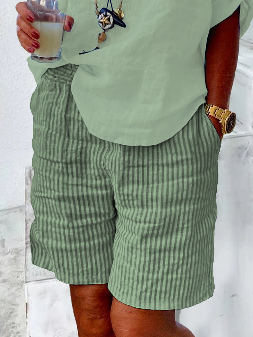 Damen Leichte Baumwollshorts mit Streifendessin Stalluxe