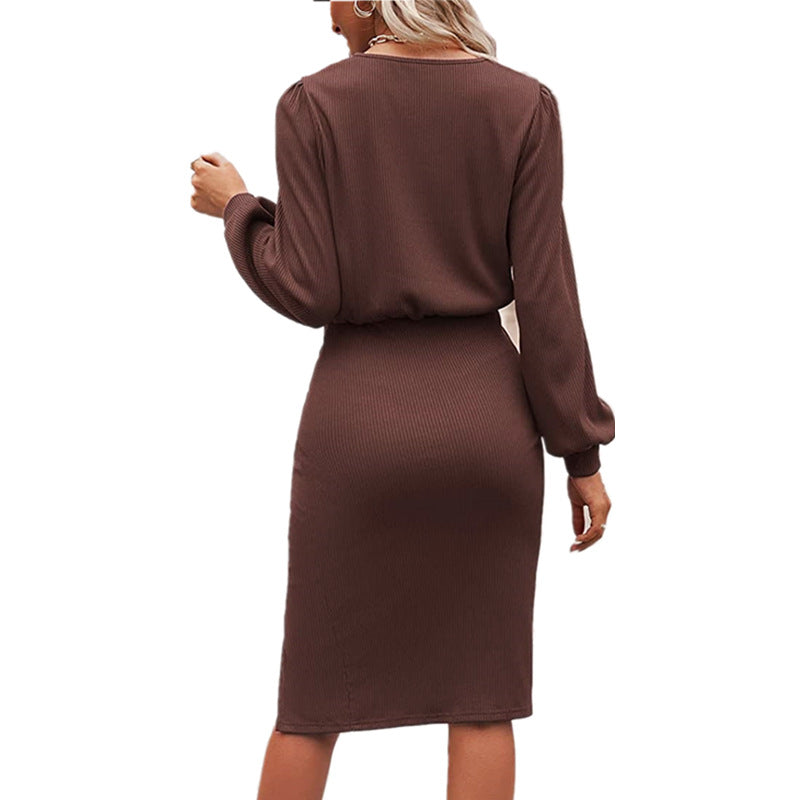 Damen elegantes Wickelkleid mit gerafftem Design Stalluxe