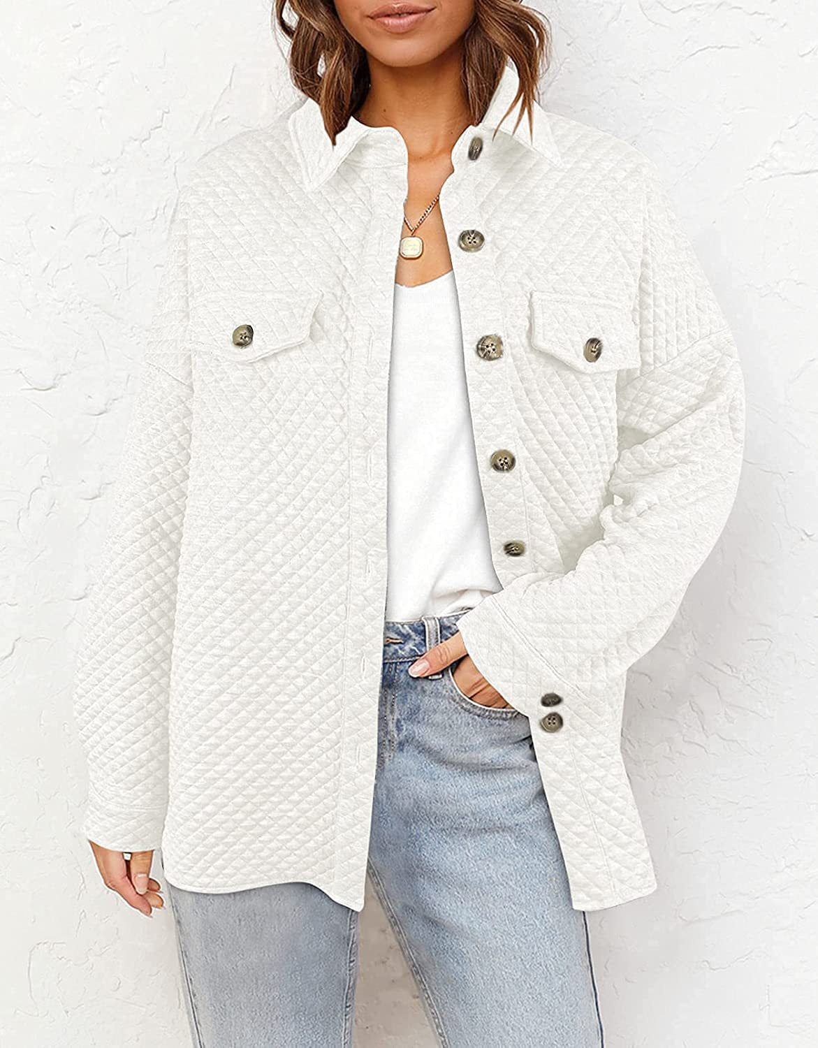 Damen Übergröße Steppjacke mit Taschen und klassischem Kragen Stalluxe