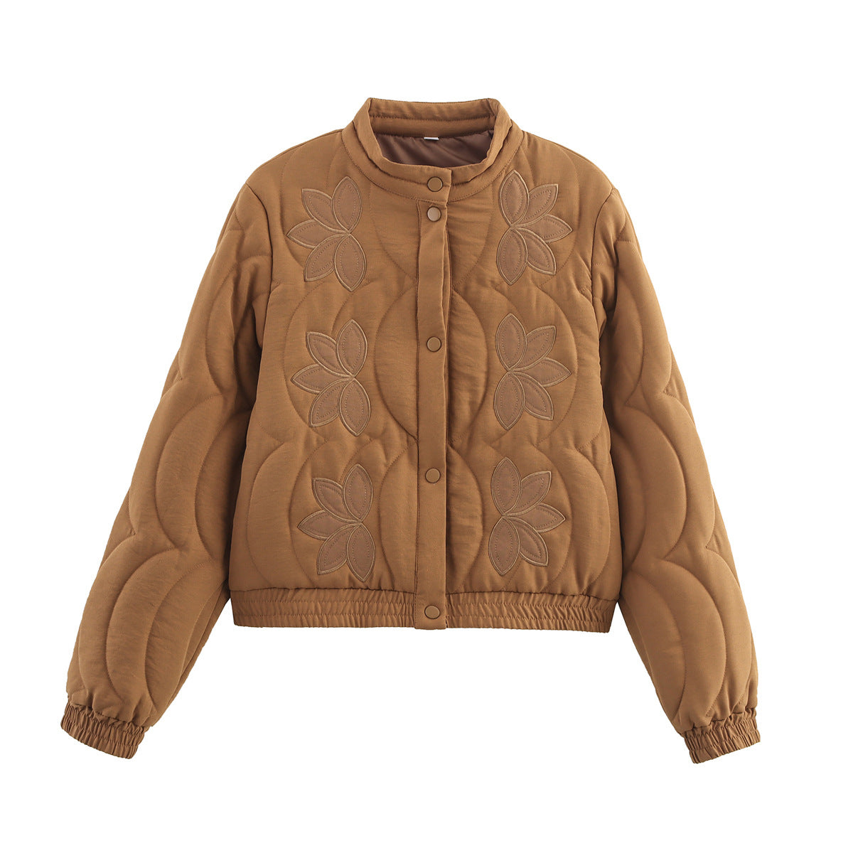 Damen gesteppte Übergangsjacke mit floralem Stickdesign Stalluxe