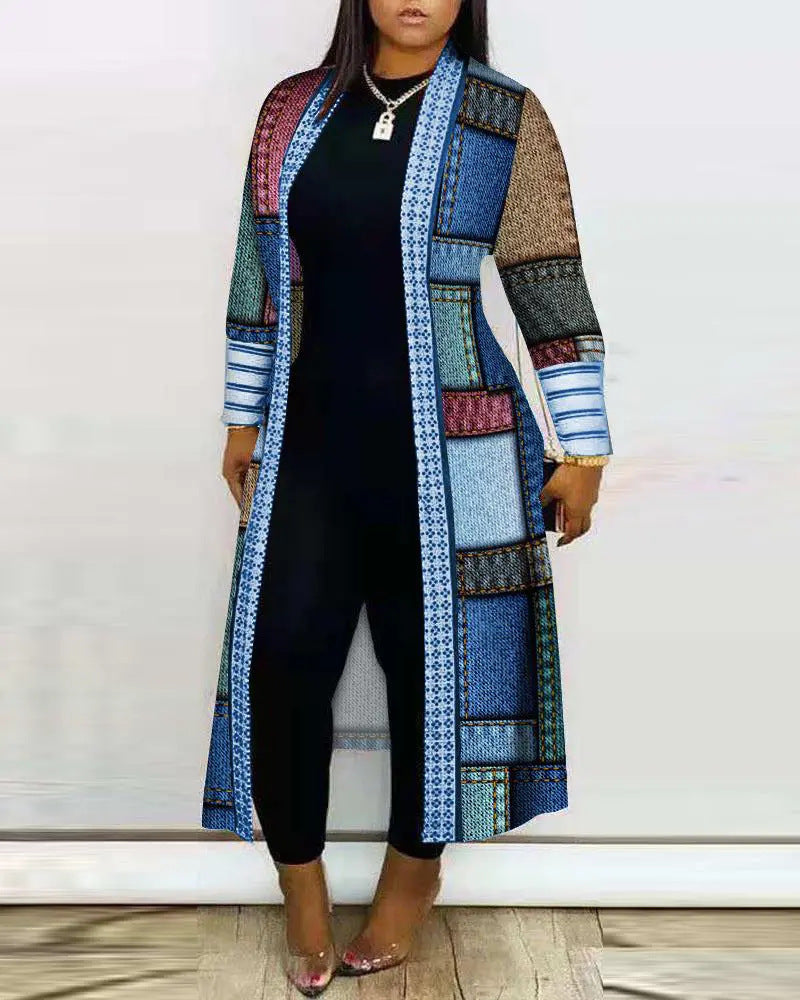 Women's Artistic Print Duster Cardigan Stalluxe