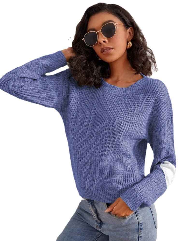 Damen Modischer Strickpullover mit kontrastierenden Ärmelakzenten Stalluxe
