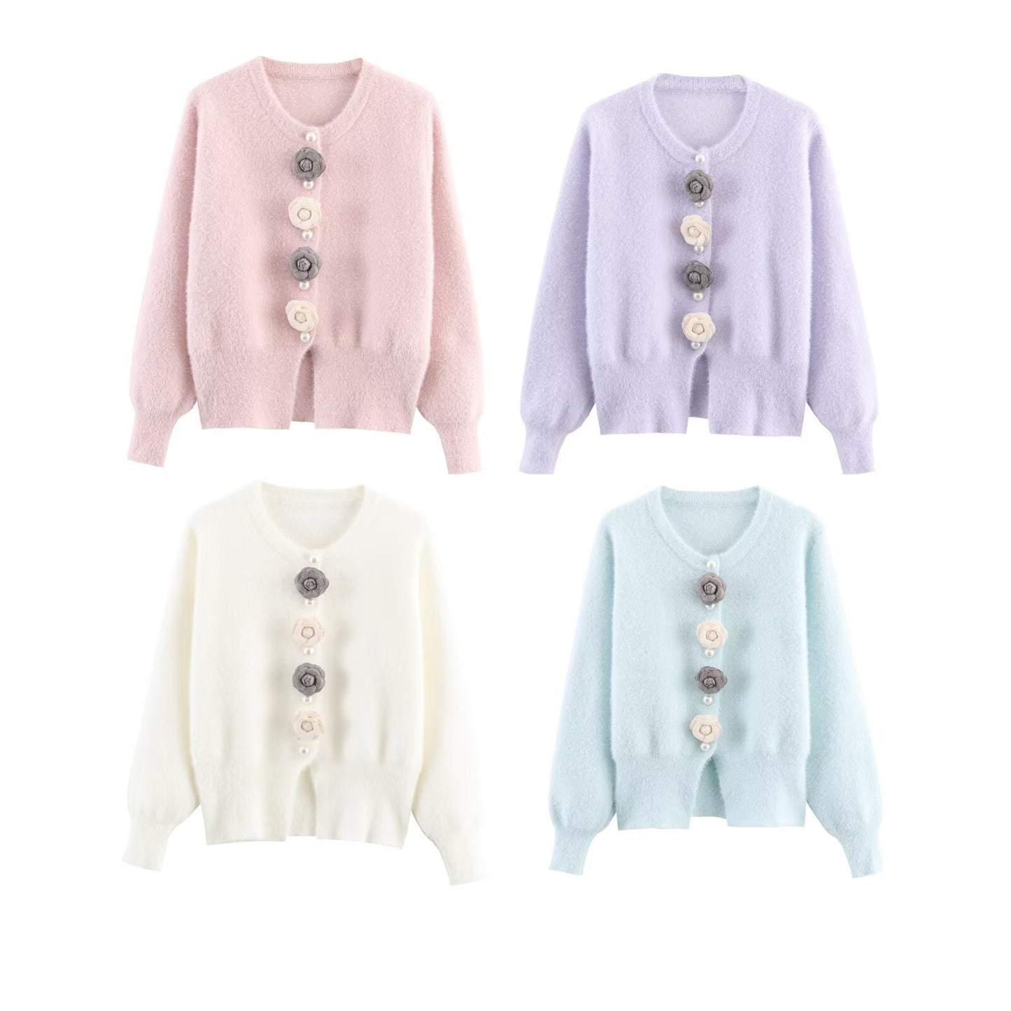 Damen Kuschelige Strickjacke mit stilvollen Blumendetails Stalluxe